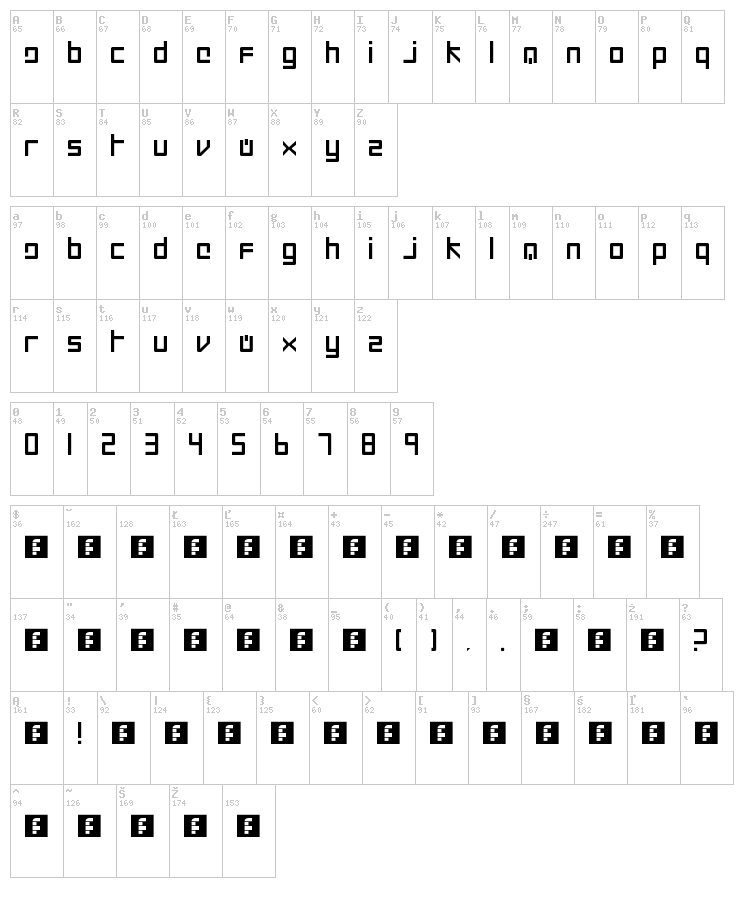 Intercorp II font map